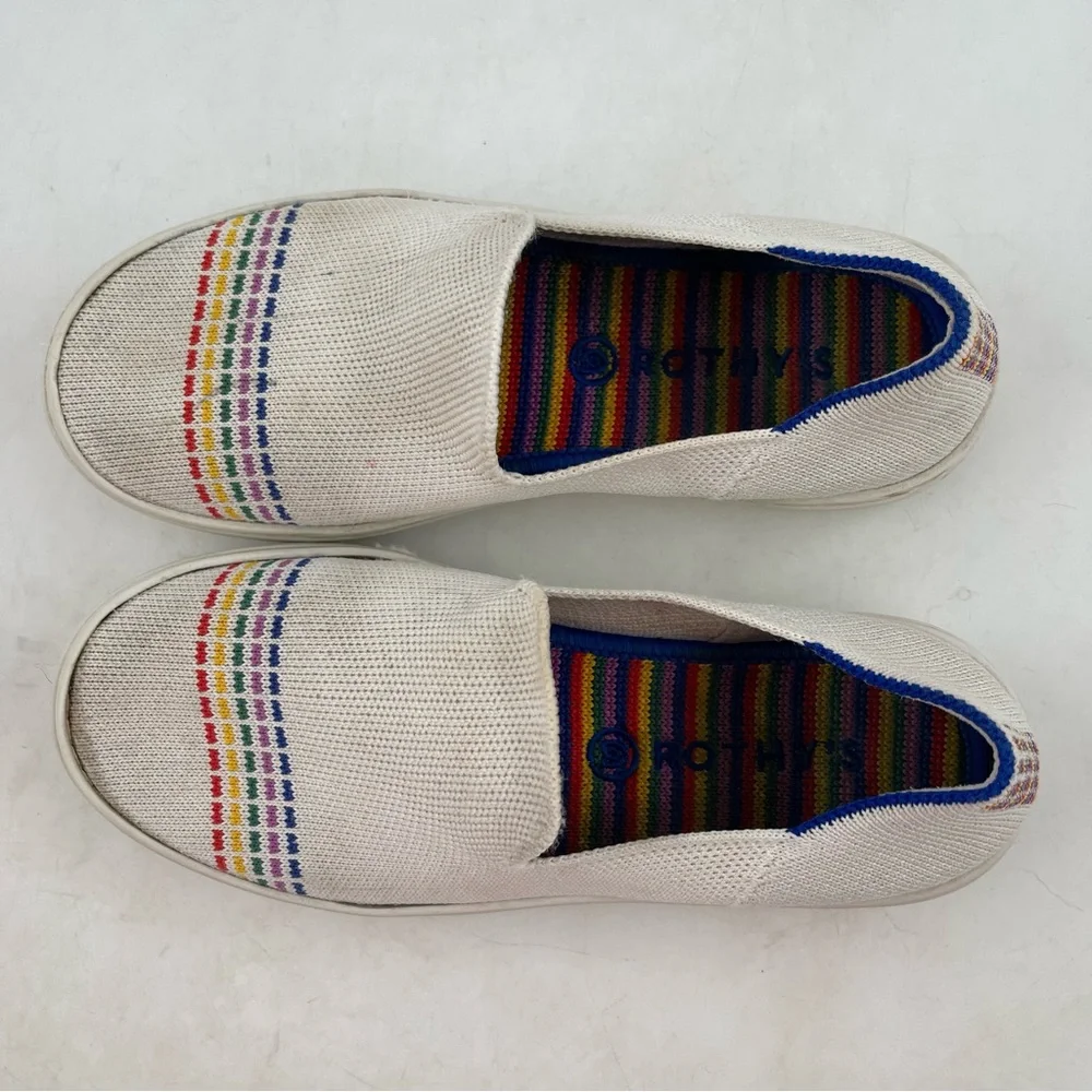 Rothy’s Girl’s Limited Edition Rainbow Pride Knit Slip-On Flats Sneaker-Size 2 Y